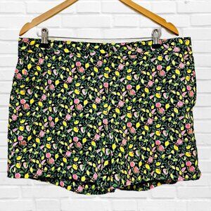 1901 Women's Hi-Rise Shorts Lemon Tropical Multicolor Plus Size Summer Bermuda